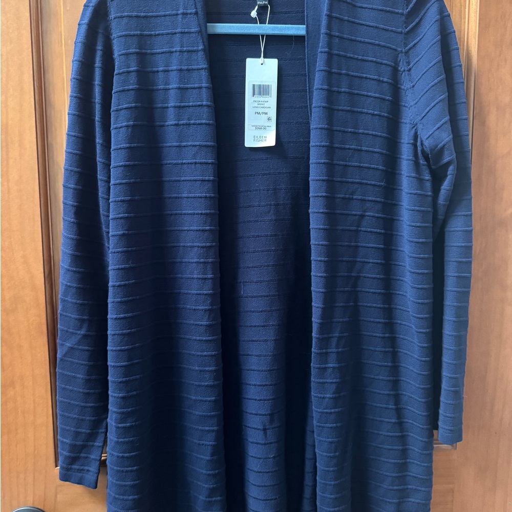 Eileen Fisher NWT Navy Open Front Cardigan PM